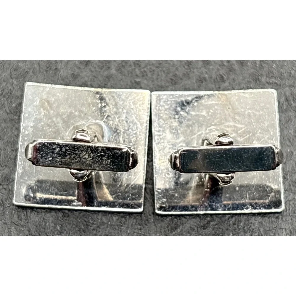Vintage Anson Sterling Silver 925 Brushed Square Cufflinks Ornate